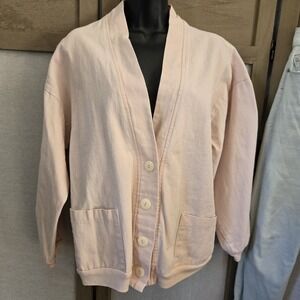 Kathy Davis VINTAGE   SUMMER PEACH CARDIGAN SWEATER L MADE USA